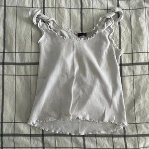 Brandy Melville White Ruffled Tank